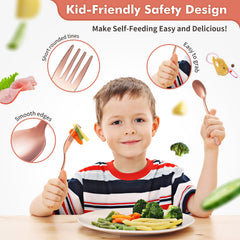 DRKIO mirror-polished kids silverware reflecting light and cleaning easily