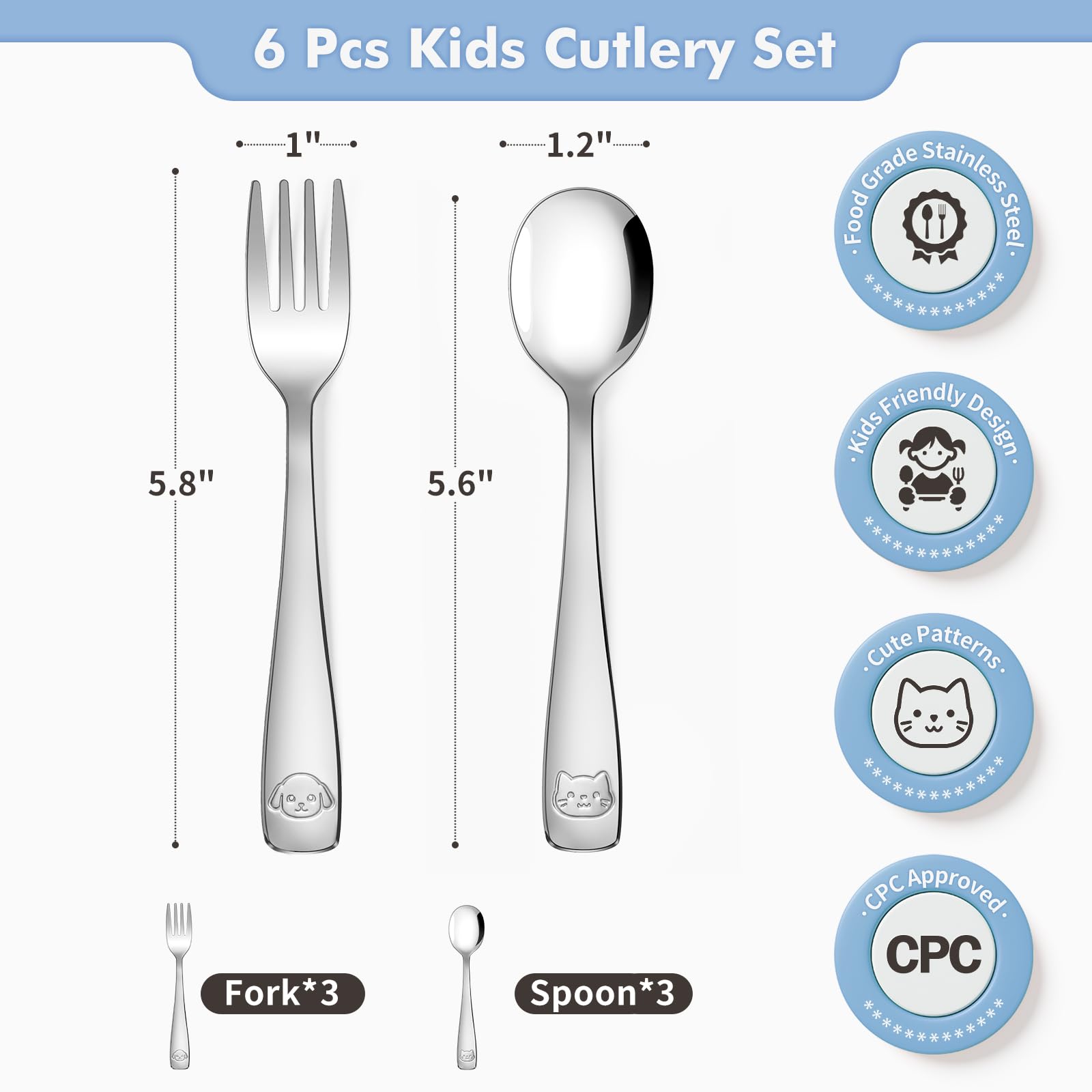 DRKIO kid spoons with rounded bowls for precise bites.