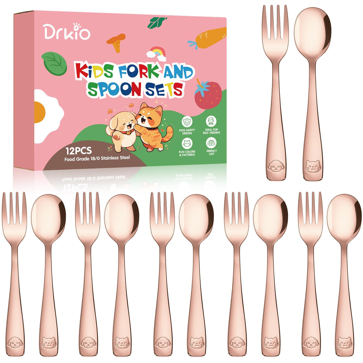 DRKIO toddler spoon in rose gold for easy self-feeding