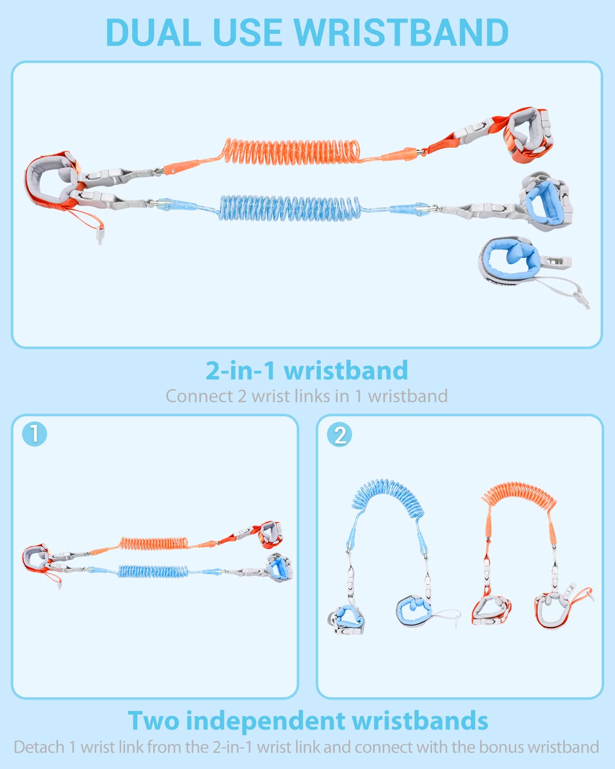Dr.meter 2-in-1 safety wrist links demonstrating wrist and waist options