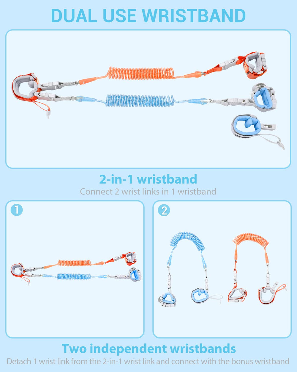 Dr.meter 2-in-1 safety wrist links demonstrating wrist and waist options