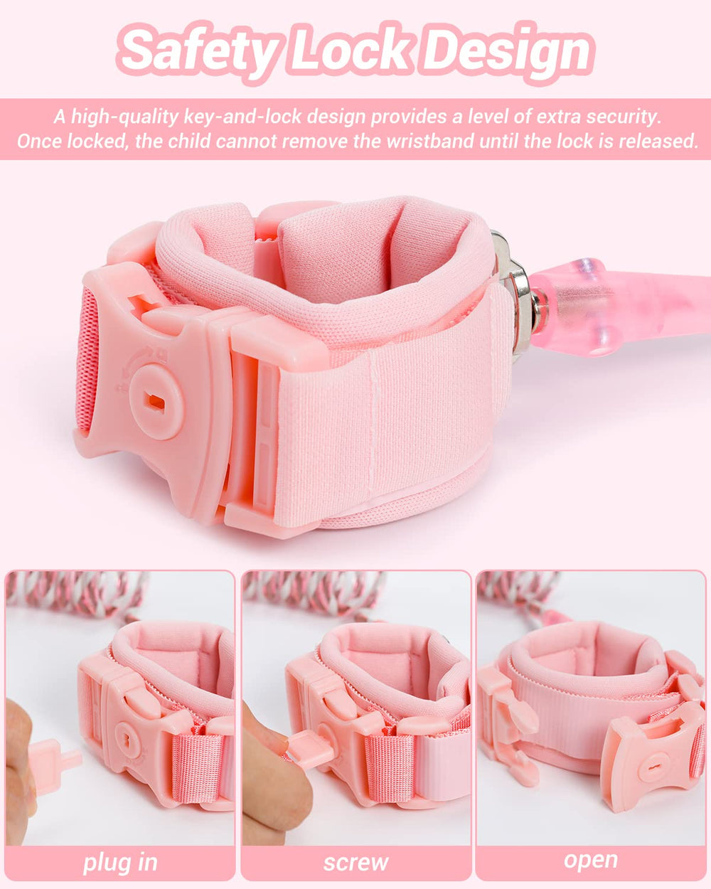 Dr.meter Kids Leash breathable wristband prevents chafing during long outings.