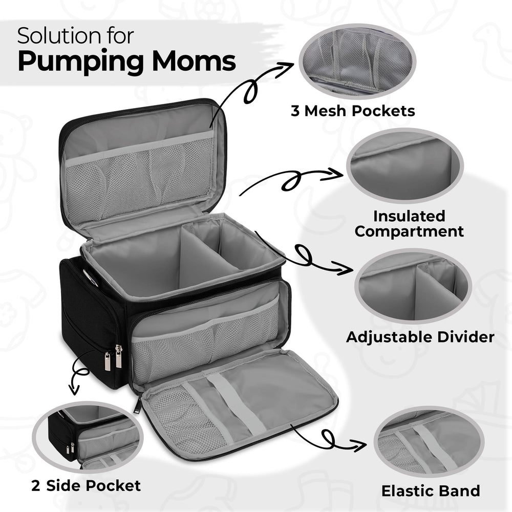 Dropereum bag side tissue pocket for quick access during busy moments.