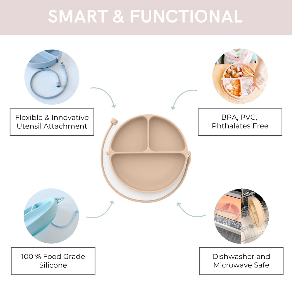 DropLess Plate BPA-free silicone offers a soft, safe surface for babies.