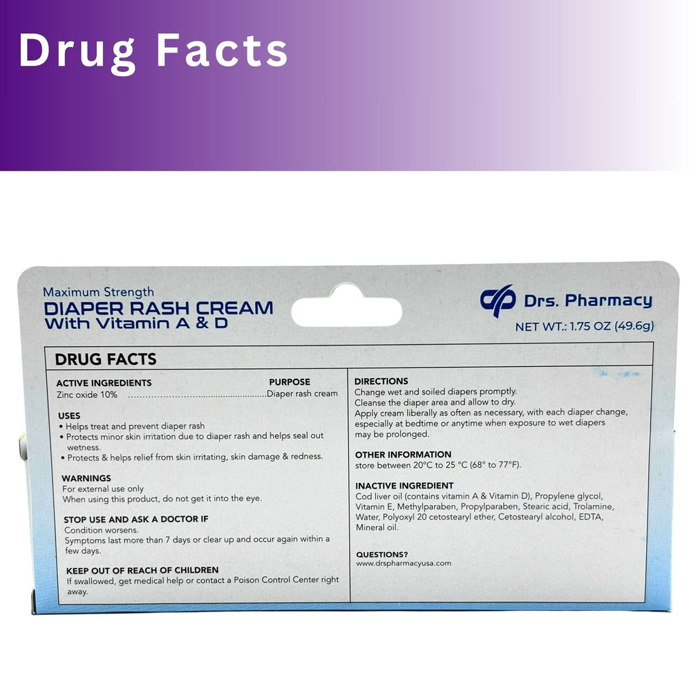 Drs. Pharmacy Diaper Rash Cream USA-made formula signals quality and domestic production.