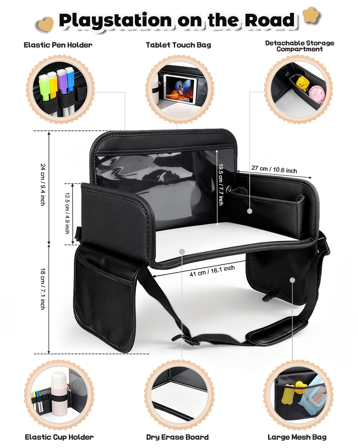 Drsvabze Travel Tray featuring a tablet holder supports learning during rides