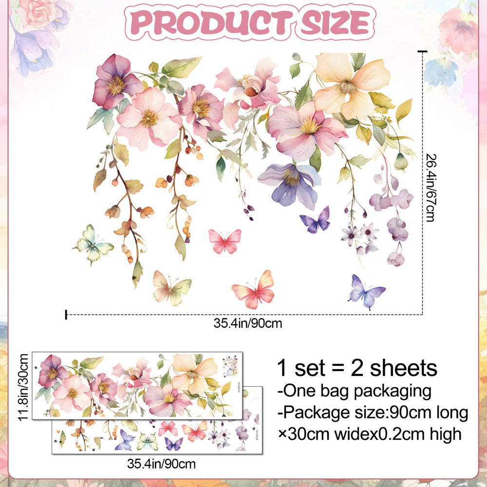 DRWSSR Colorful Flowers and Vines Decal brightens walls without damage.