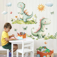 DRWSSR dinosaur green plants wall decal freshens bedrooms and play areas.