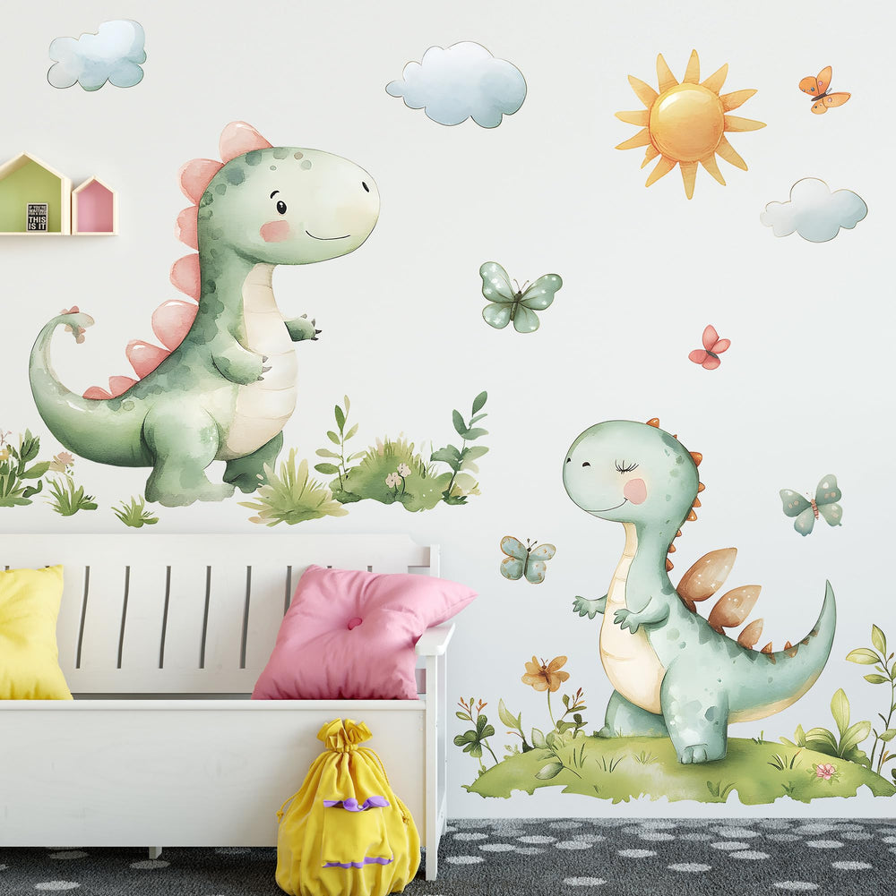DRWSSR dinosaur stair hallway decal brightens daily routes and entryways.