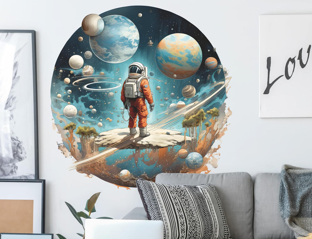 DRWSSR Space Astronaut Wall Decal astronaut figure to spark imagination in a kids' room