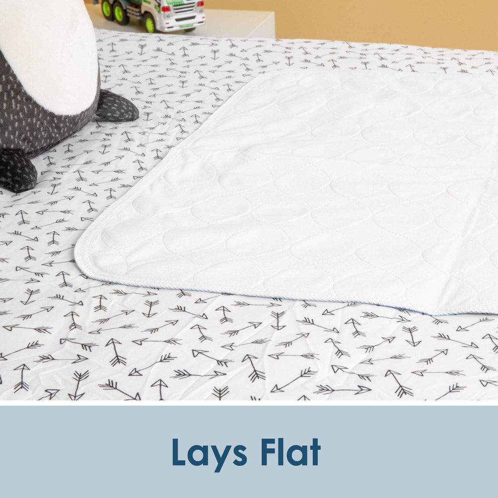 Kids-friendly setup with Dry Defender pad in a bedroom scene.