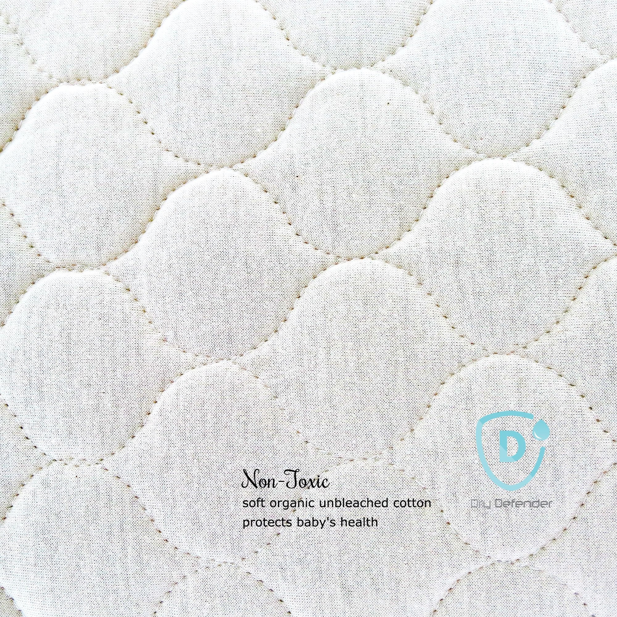 Dry Defender crib pad cover waterproof layer demonstrates leak protection