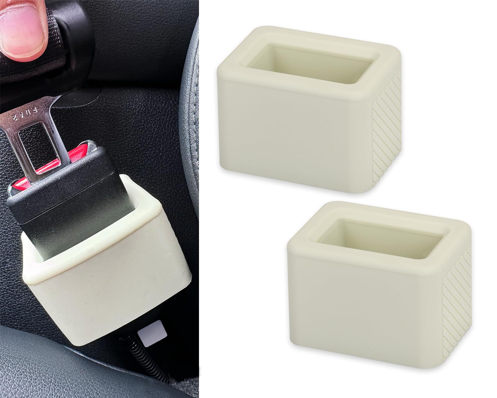 DS Distinctive Style beige seat belt holder in packaging for easy purchase