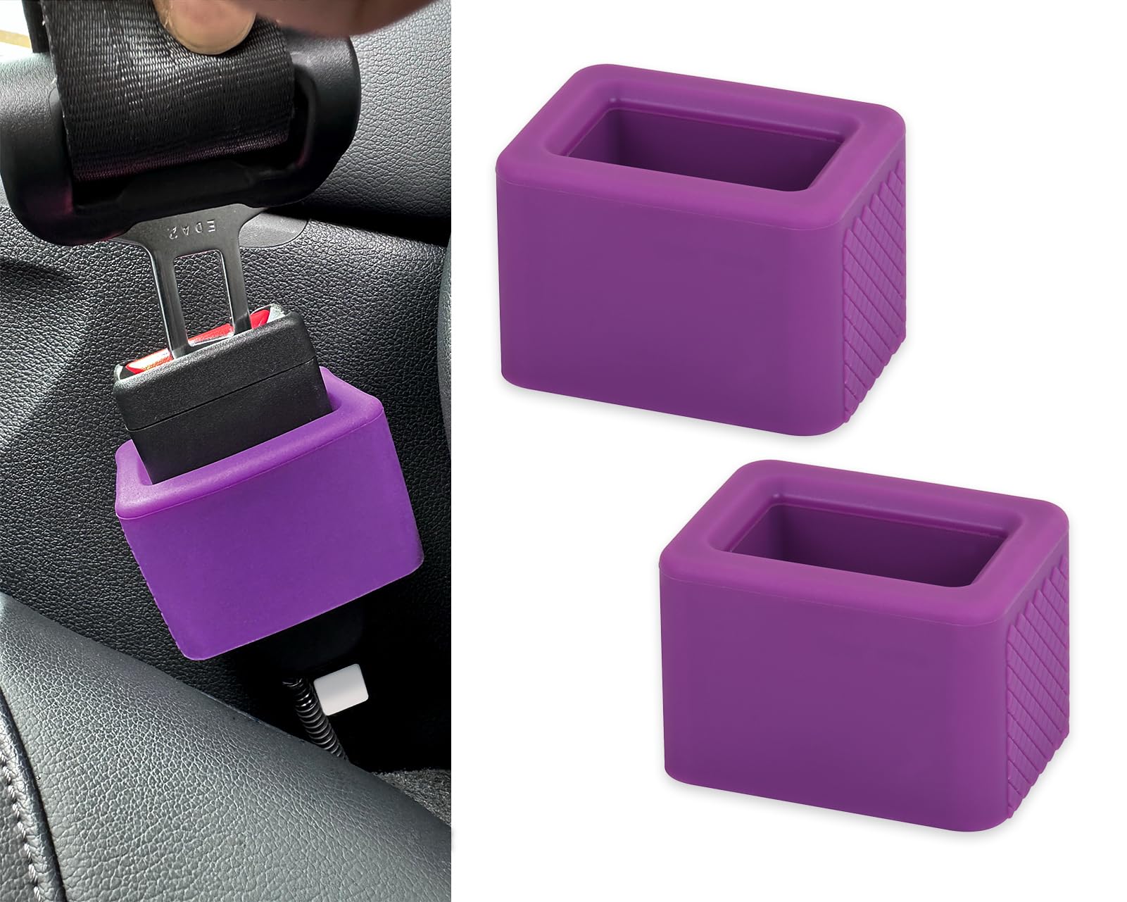 DS. DISTINCTIVE STYLE seat belt holder purple left view highlights easy reach