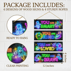 Dskly Neon Glow wooden sign brightens playroom and sparks imagination.