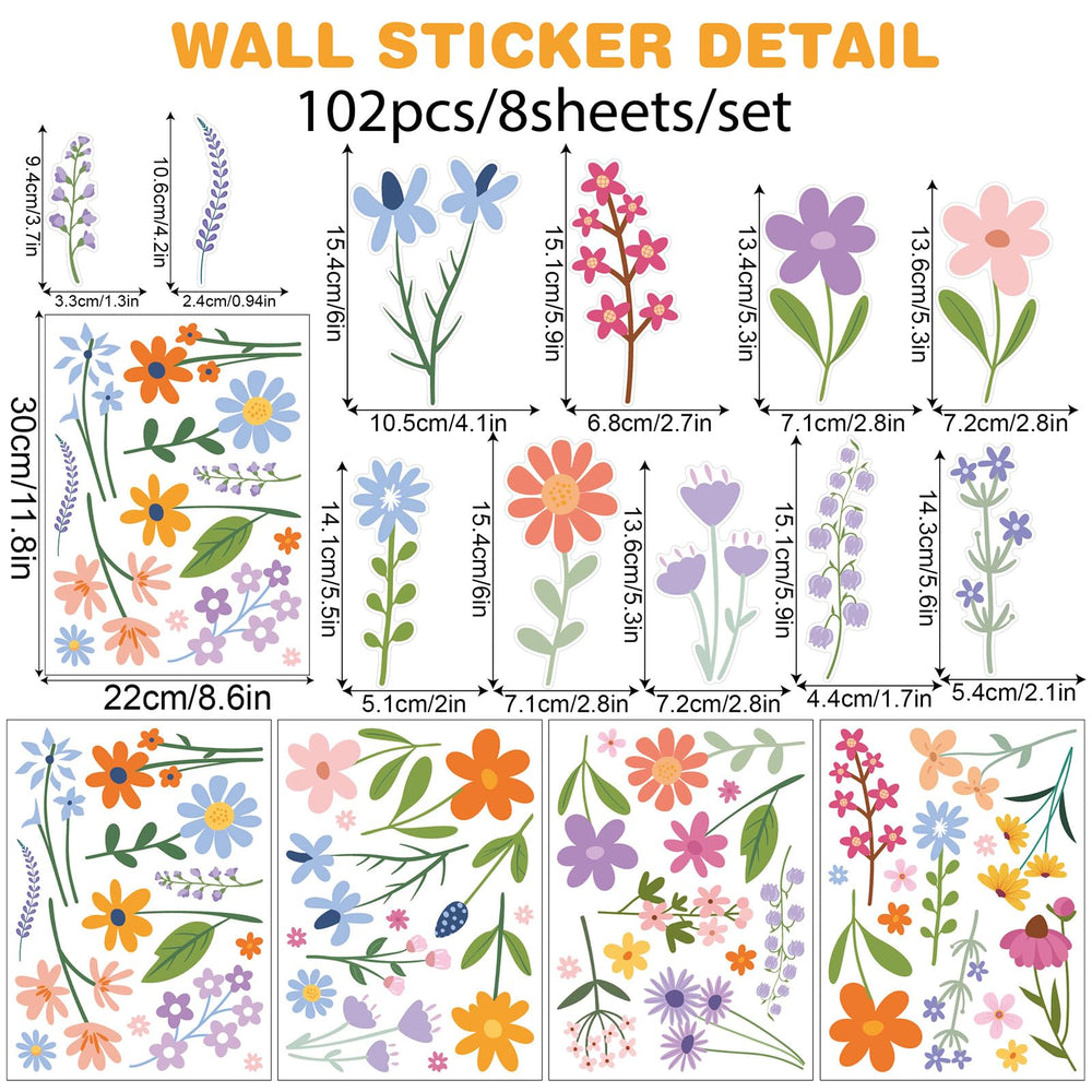 Dslalaly Vsco Flower Wall Stickers easy-peel-adhesive supports flexible layout adjustments