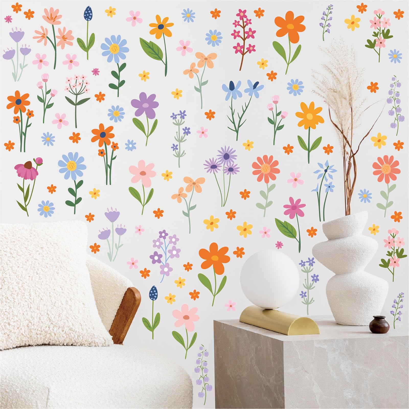 Dslalaly Vsco Flower Wall Stickers layered-garden-scene for quick, tool-free installation