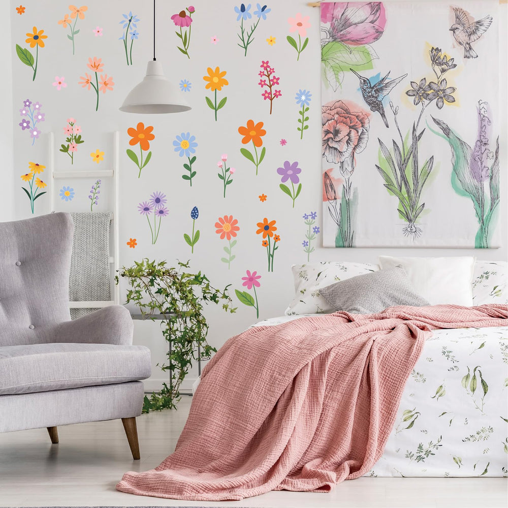 Dslalaly Vsco Flower Wall Stickers living-room-decor brightens spaces with pastel flora