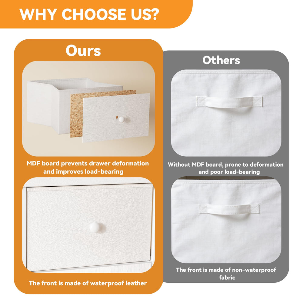 DTK white finish fits modern nurseries while keeping space organized.
