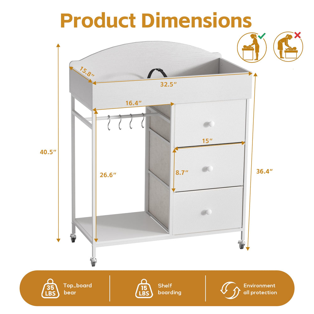 DTK changing table top with waterproof pad keeps surface clean
