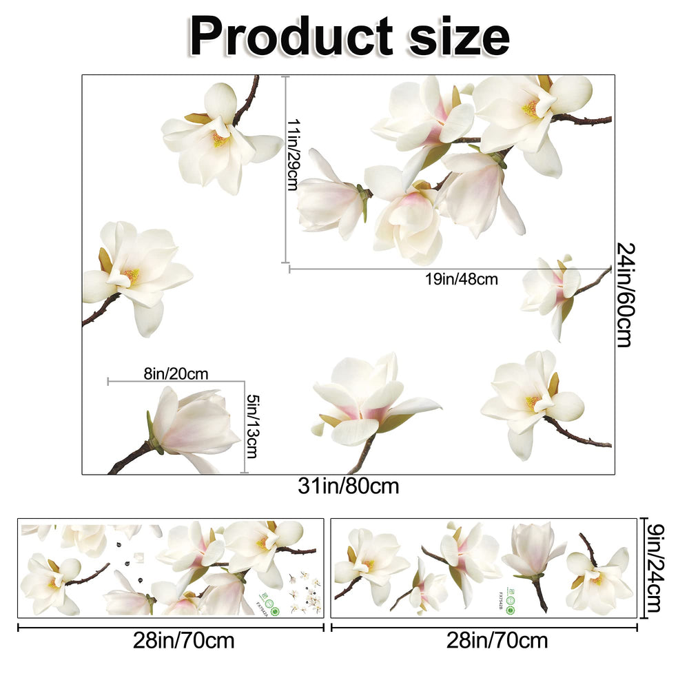DTLIFEK 3D magnolia floral wall stickers in a bright space