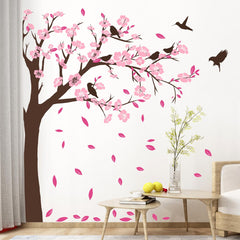 DTLIFEK cherry blossom tree wall sticker adds color and charm to any smooth wall.