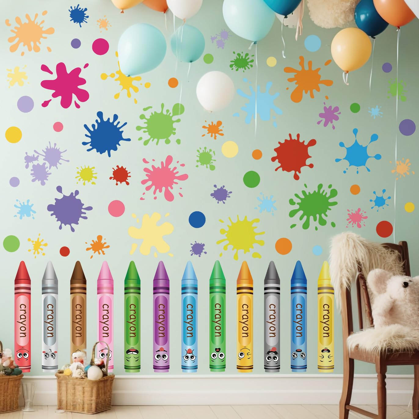 DTLIFEK crayons wall decals ink splash for a lively, mess-free nursery wall decor