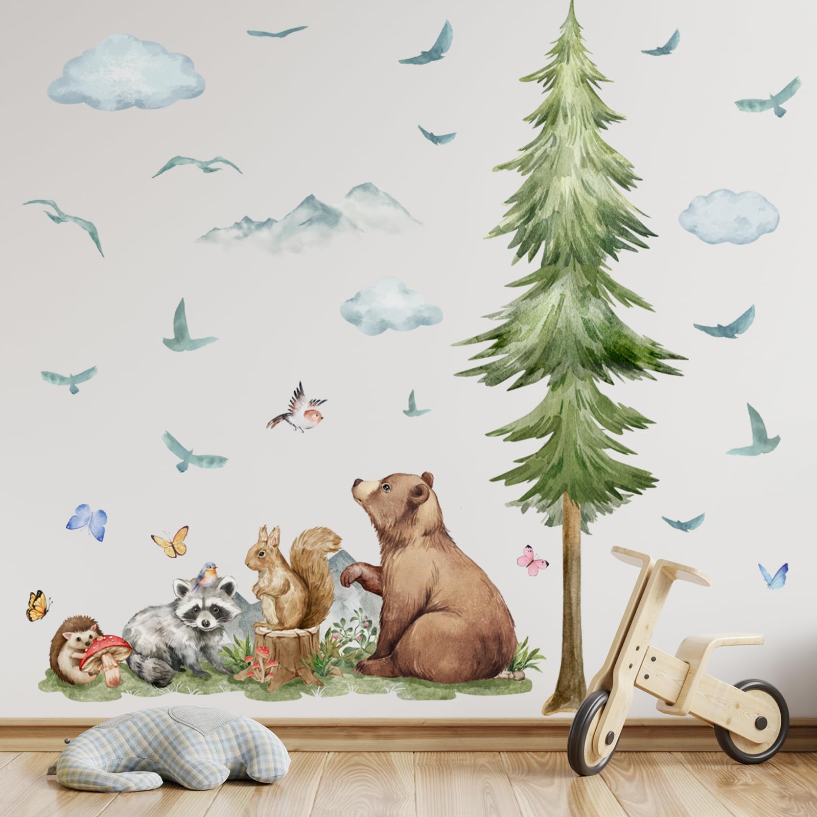 DTLIFEK giant pine tree wall decal creates a calming focal point in nurseries.