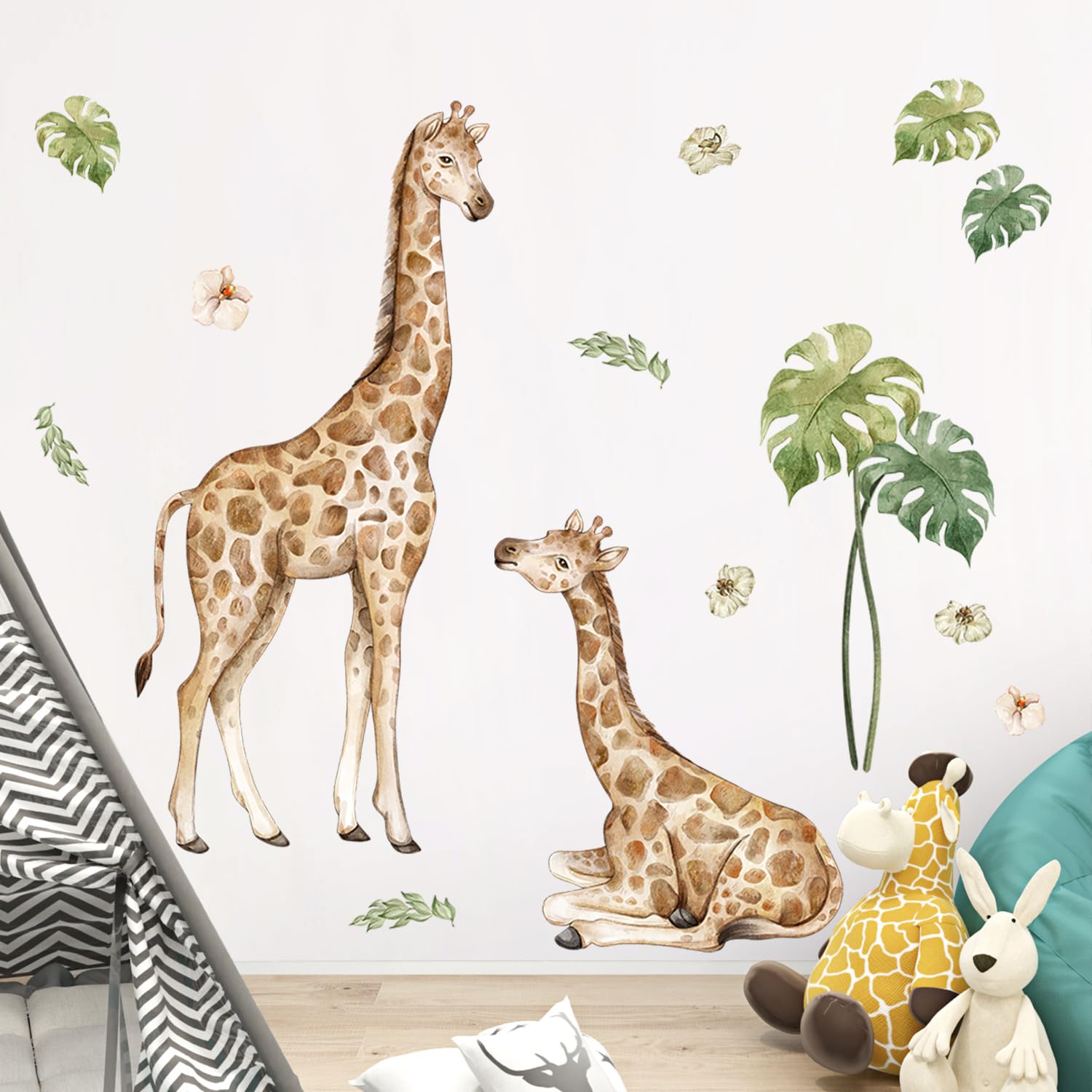 DTLIFEK kids room decor with tropical leaves and blossoms.