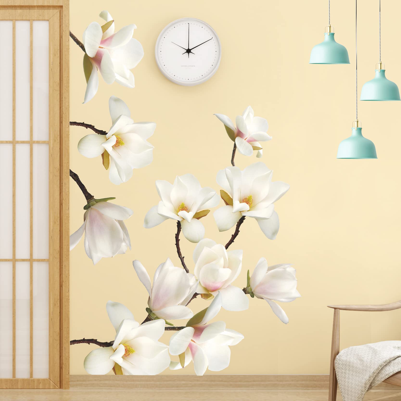 DTLIFEK magnolia branch decal on a door edge