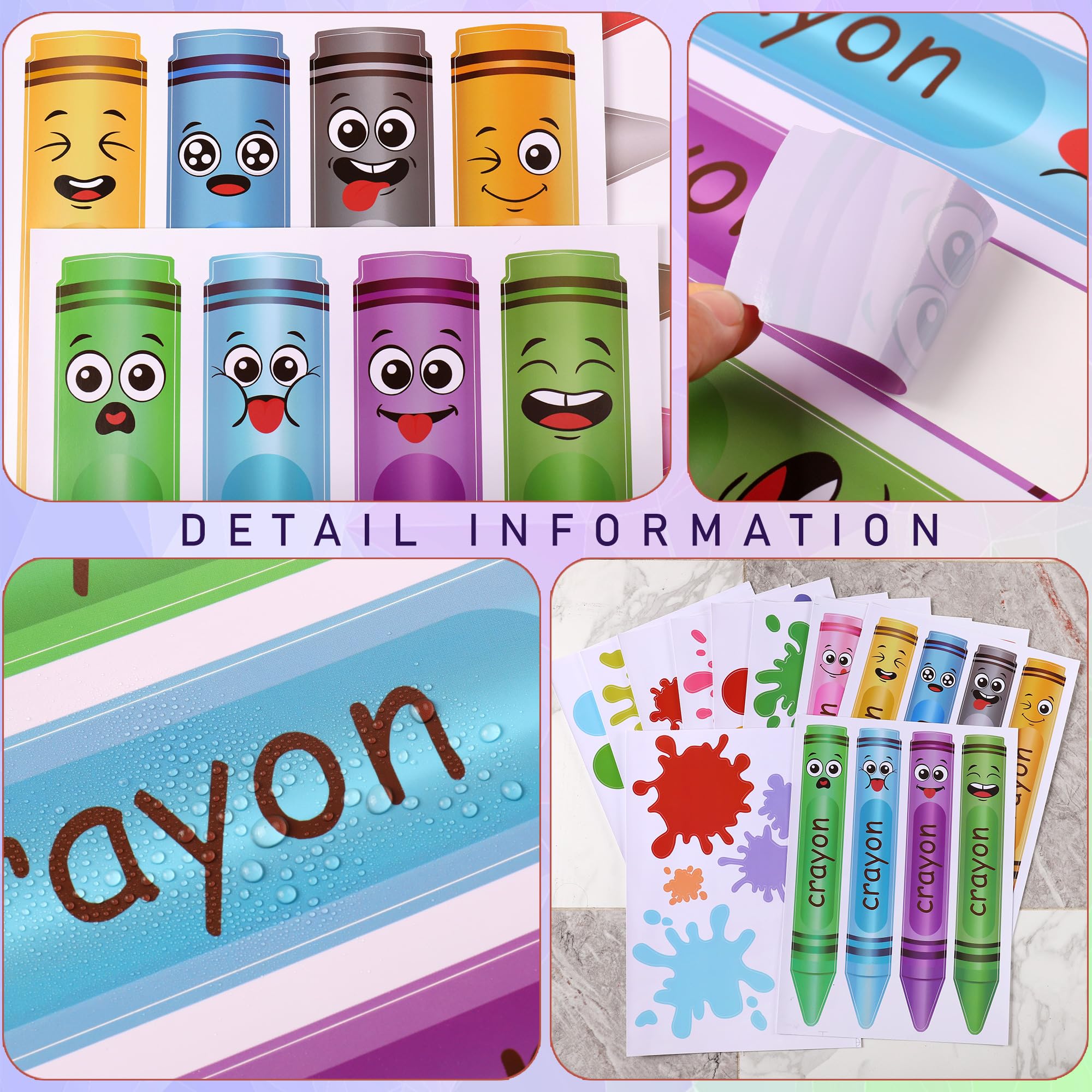 DTLIFEK peel-and-stick crayon stickers easy to apply without tools