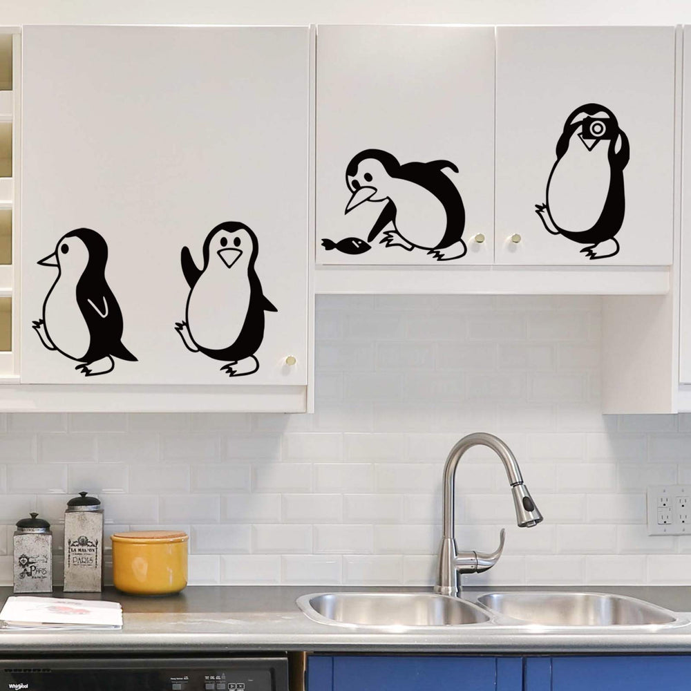 DTLIFEK penguin wall decal in a bright nursery ambience