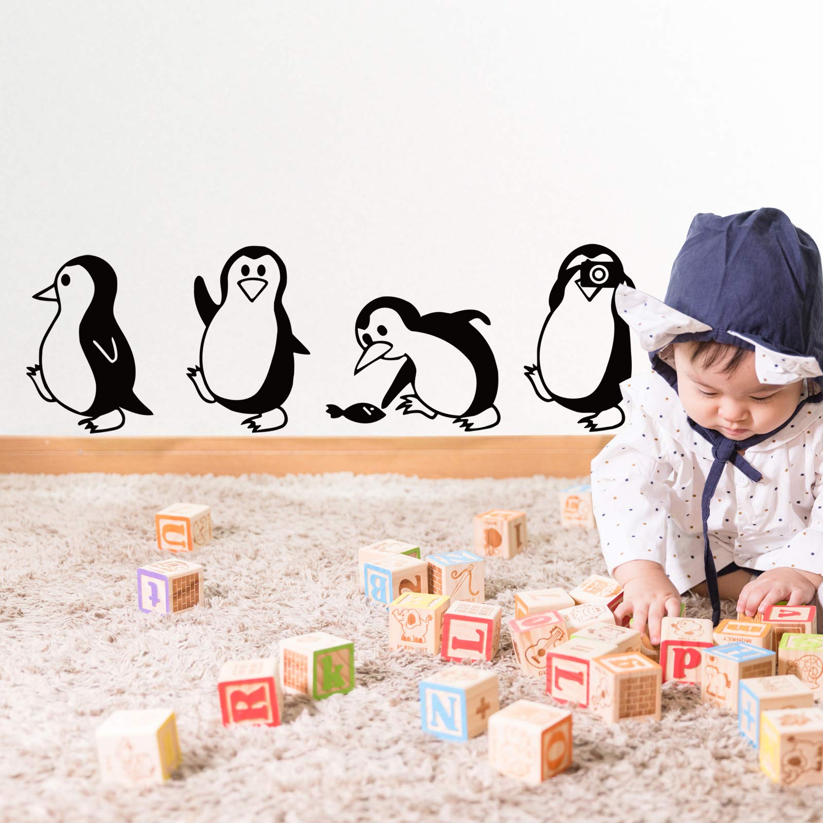 DTLIFEK penguin wall sticker on a clean window or door