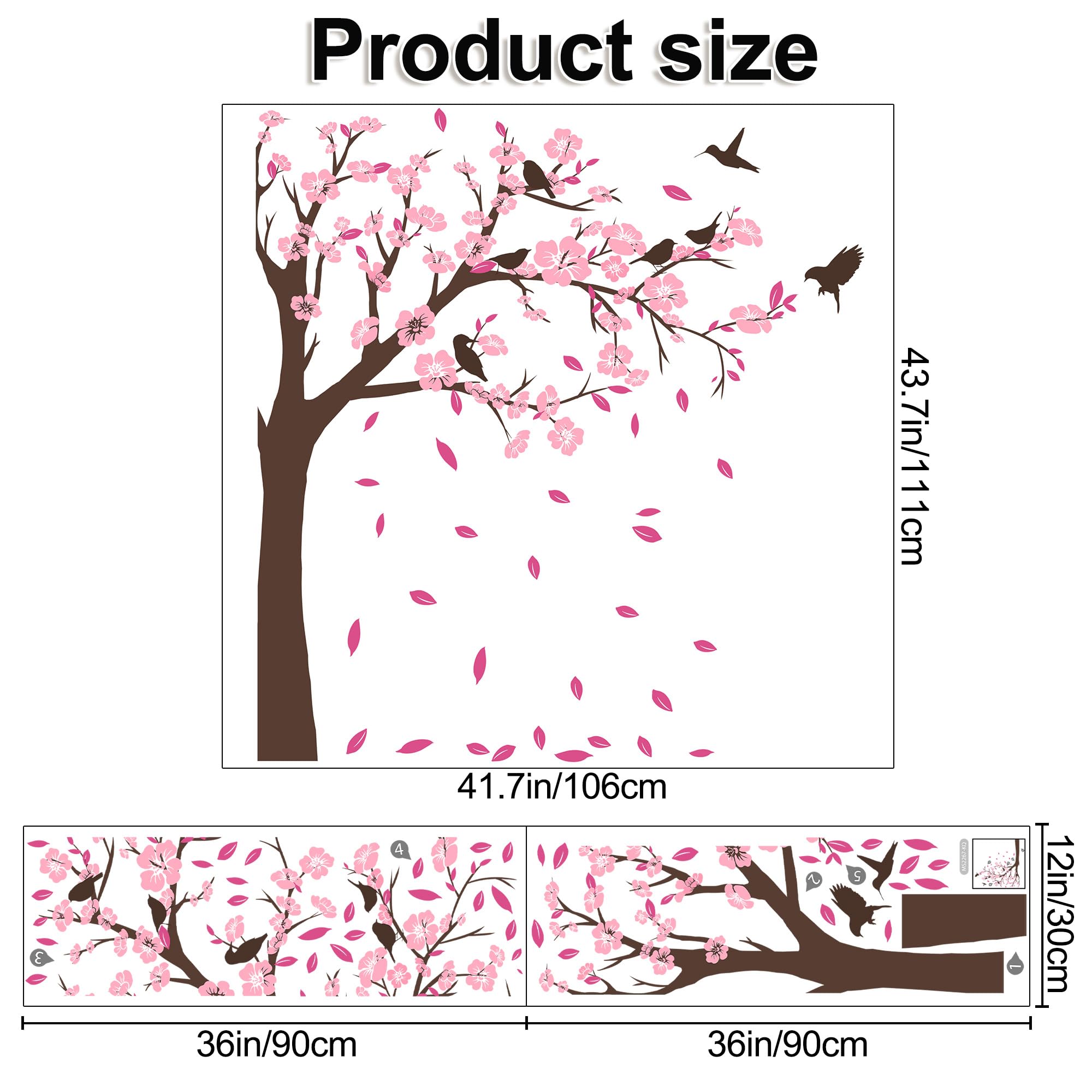 DTLIFEK pink flower tree wall decal creates a calming focal point in kids' rooms.