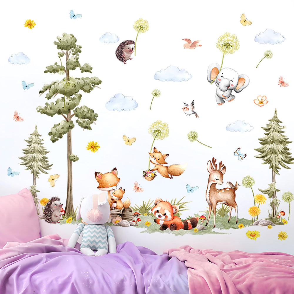 DTLIFEK forest scene wall decal enhances living spaces with whimsy.