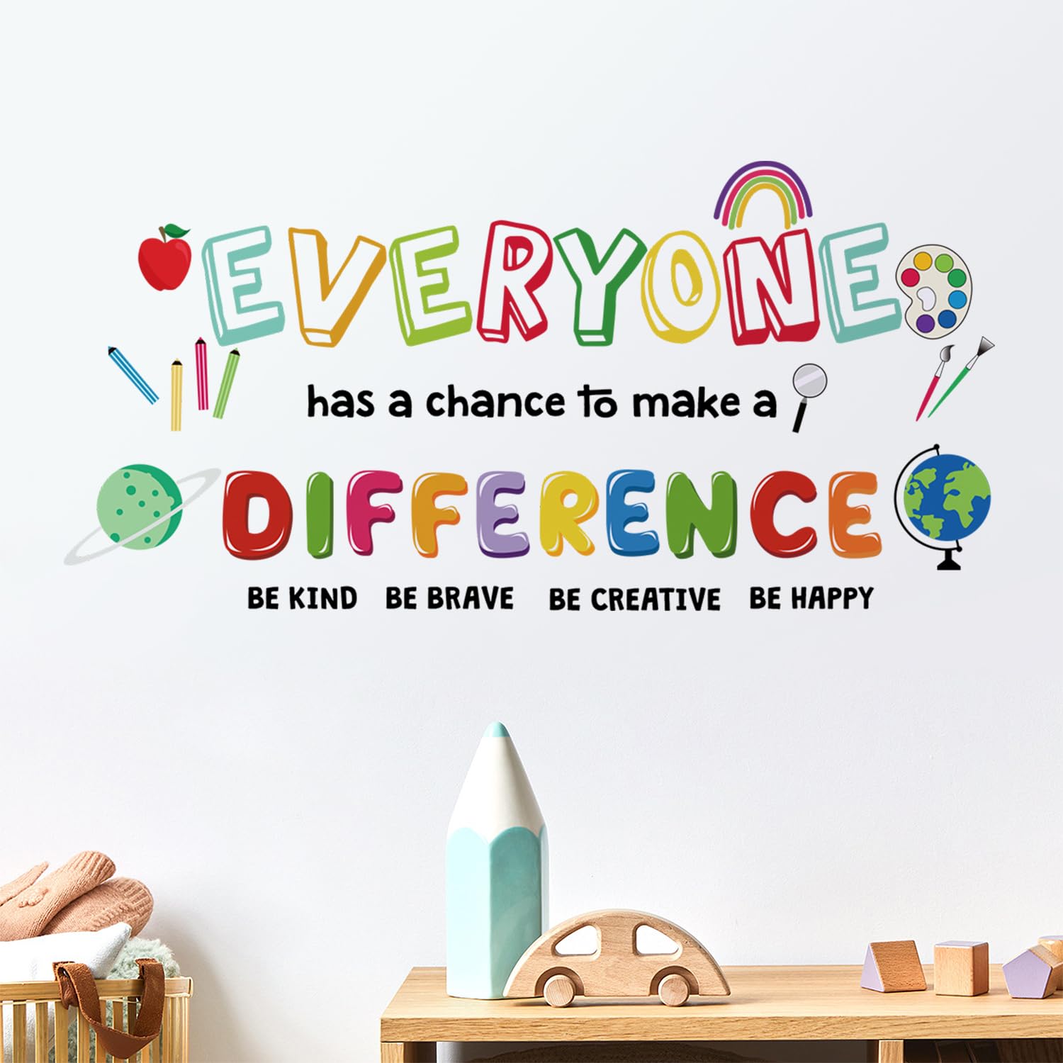 DTLIFEK rainbow wall decal brightens a kid’s room with bold colors.