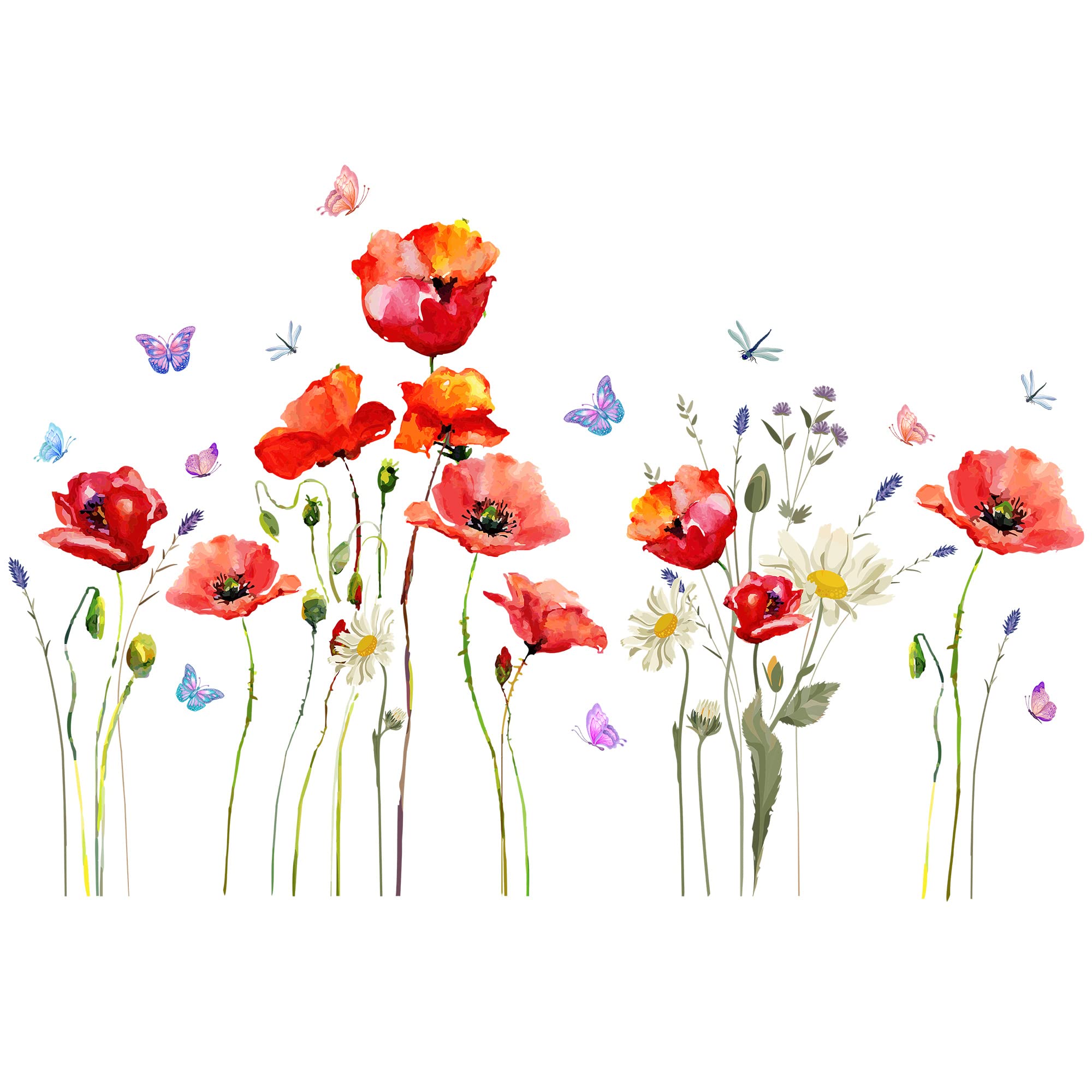 DTLIFEK red-poppy-wall-decal-room-accents-01 quick style upgrade for bedrooms and playrooms.