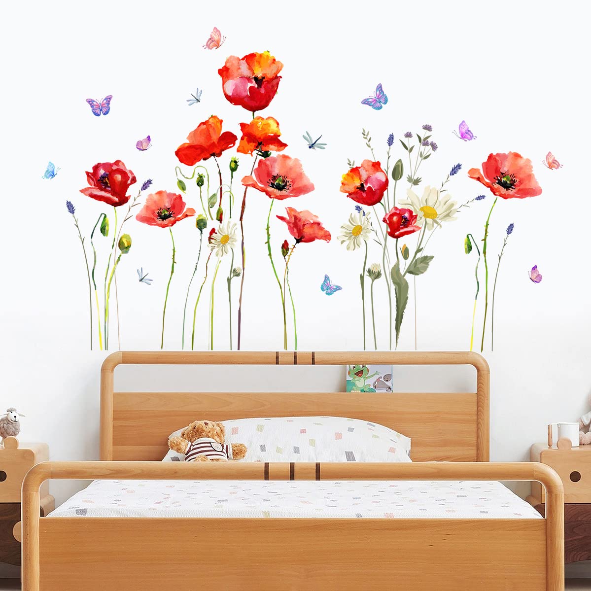 DTLIFEK red-poppy-wall-decal-vibrant-flowers-01 bold floral cluster for stylish walls.