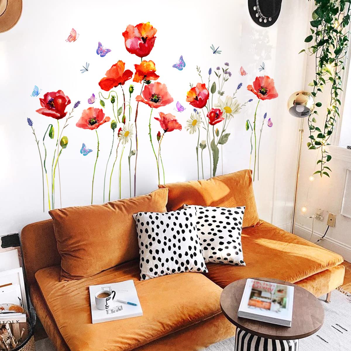DTLIFEK red-poppy-wall-decal-vibrant-flowers-02 adds color and texture to kid-friendly rooms.