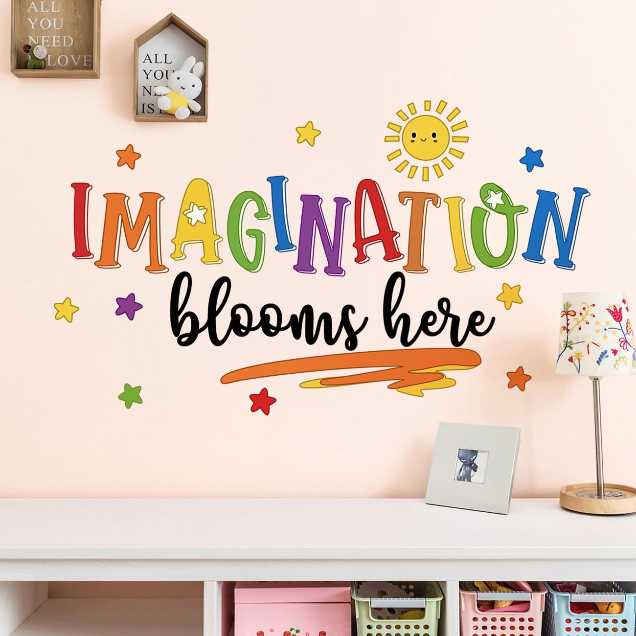 Removable wallpaper protects walls while enabling playful room updates.