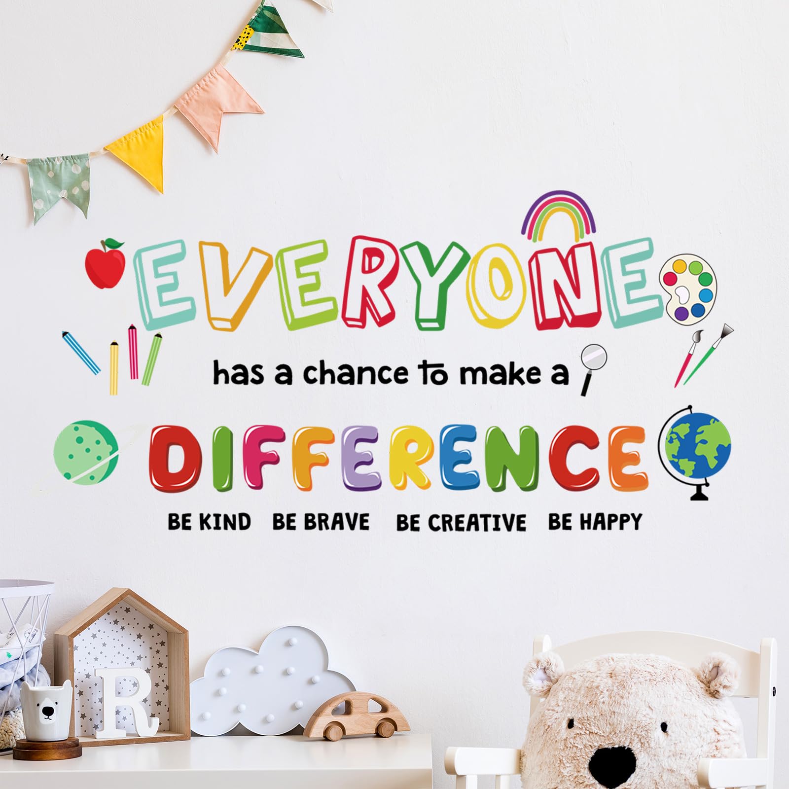 DTLIFEK study-supplies wall sticker adds color to a learning space.