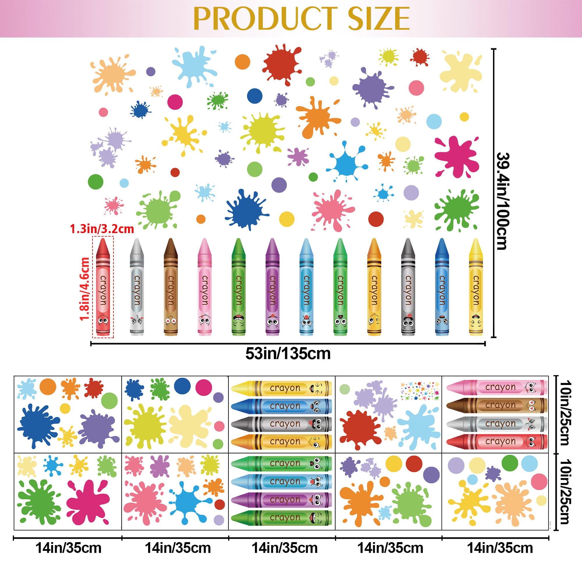 DTLIFEK watercolor dots crayons in 12 colors brighten classroom walls