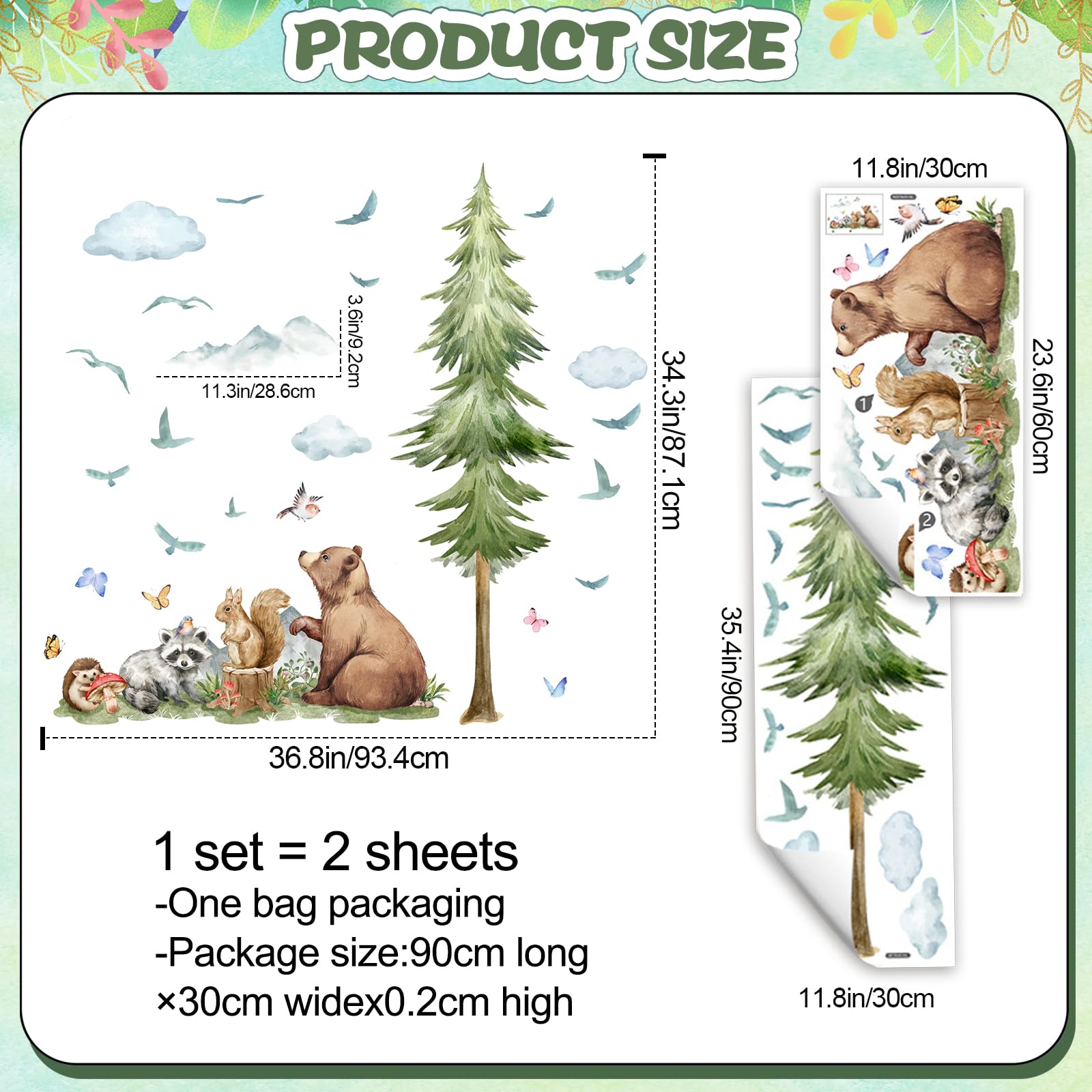 DTLIFEK watercolor forest animals bear wall sticker adds whimsical charm to playrooms.