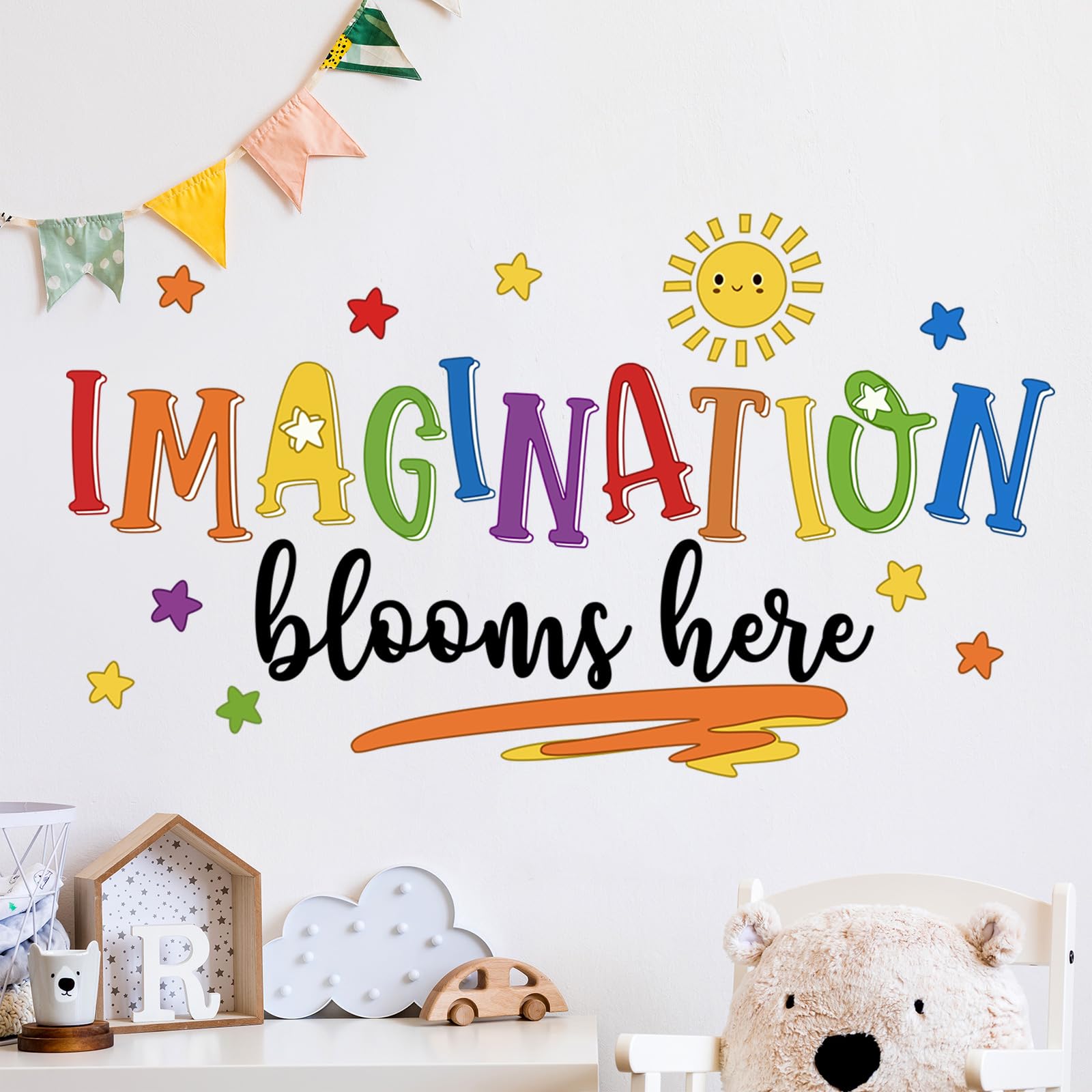 Watercolor-style decals provide soft kid-friendly color palettes.