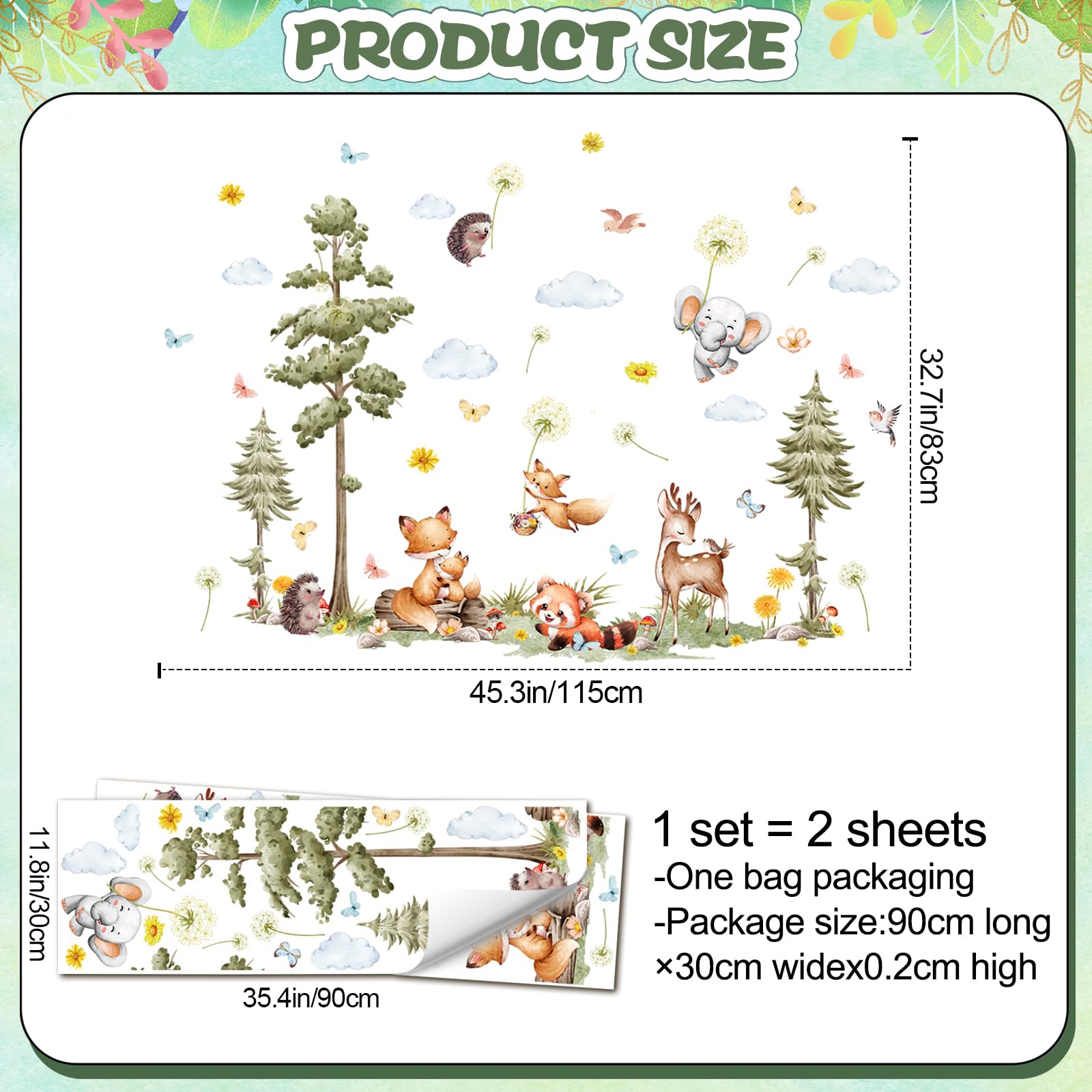 DTLIFEK forest animals wall sticker featuring deer adds calm playroom ambiance.