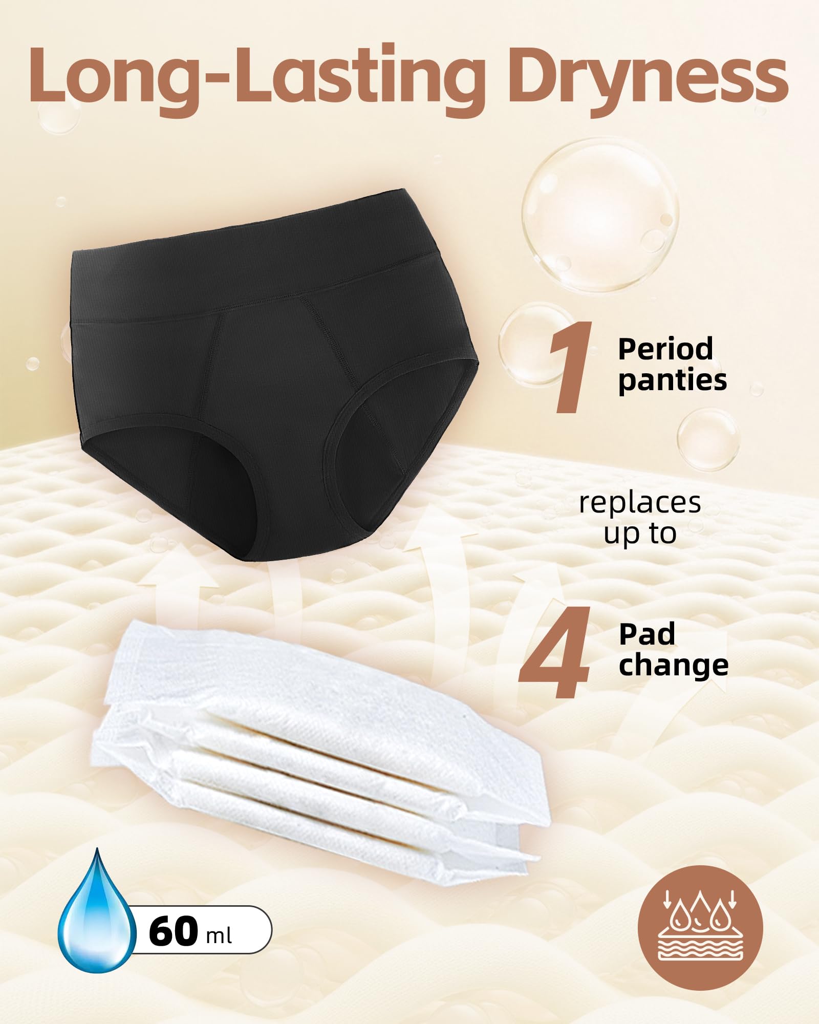 Dtuomo leakproof barrier from front to back provides fuller protection during periods.