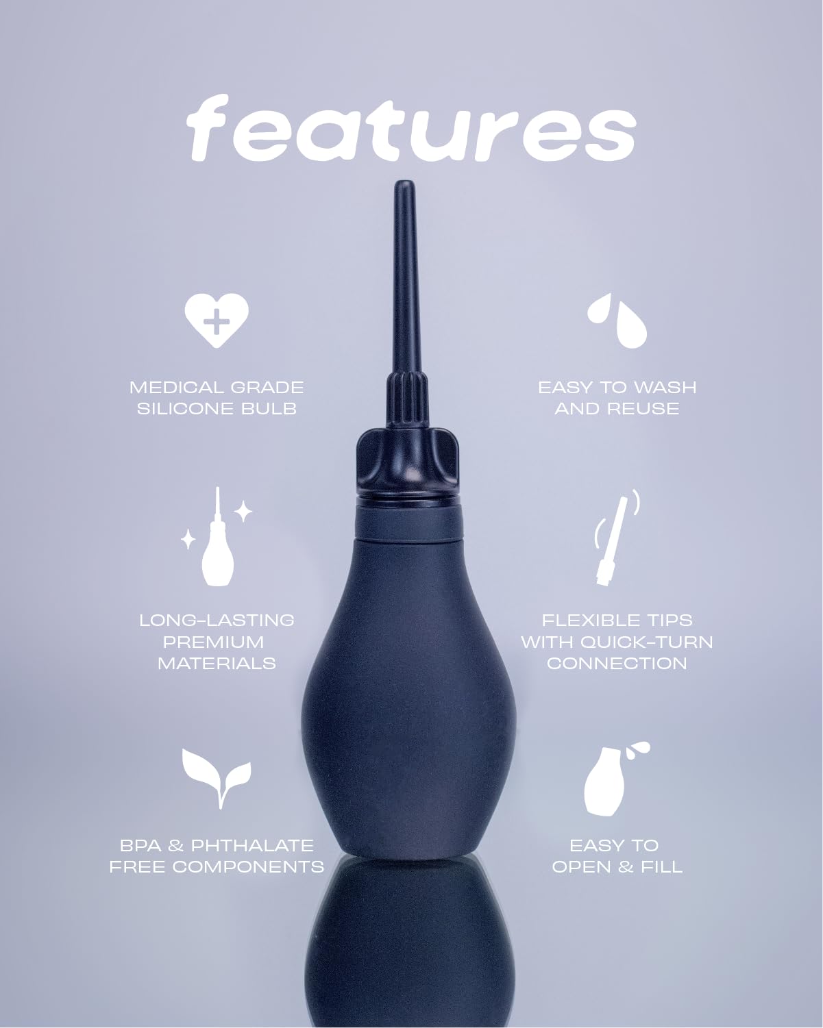 Du silicone anal enema bottle anti-backflow design prevents backflow during cleansing.