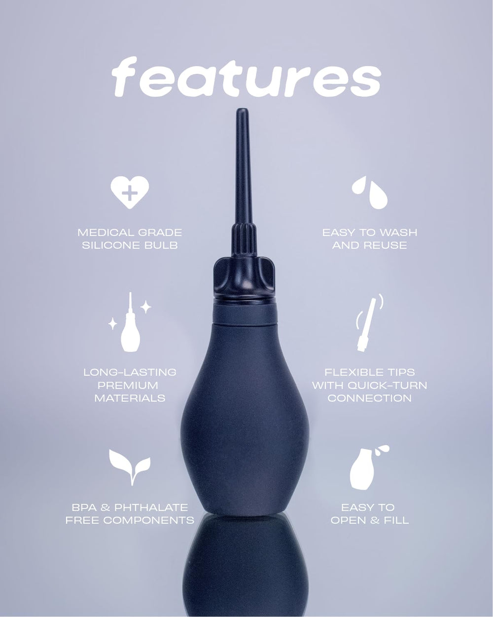 Du silicone anal enema bottle anti-backflow design prevents backflow during cleansing.