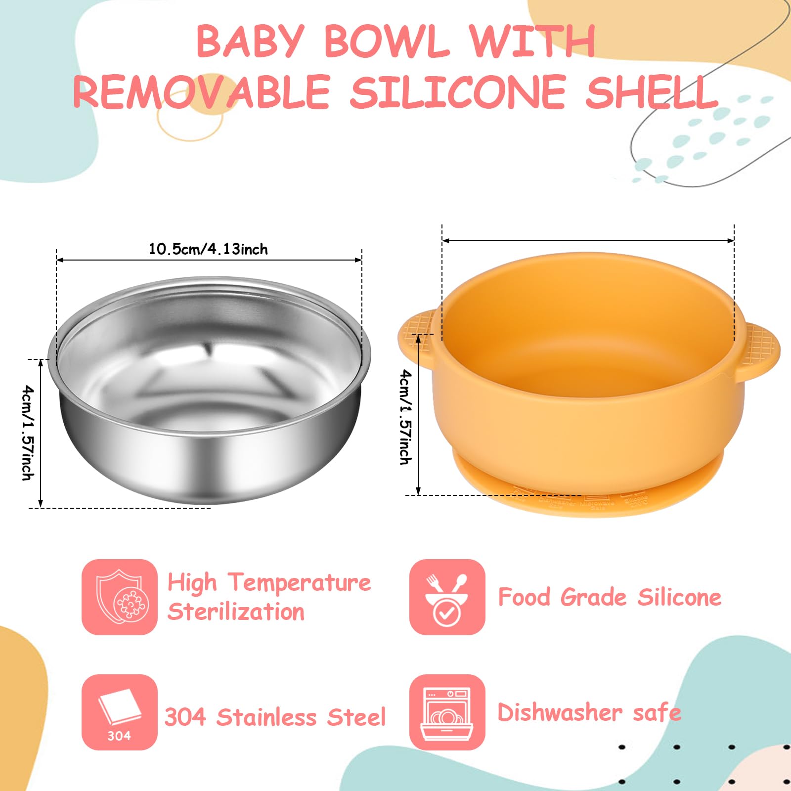 Dualshine 304 stainless steel bowl offers durability and simple cleaning