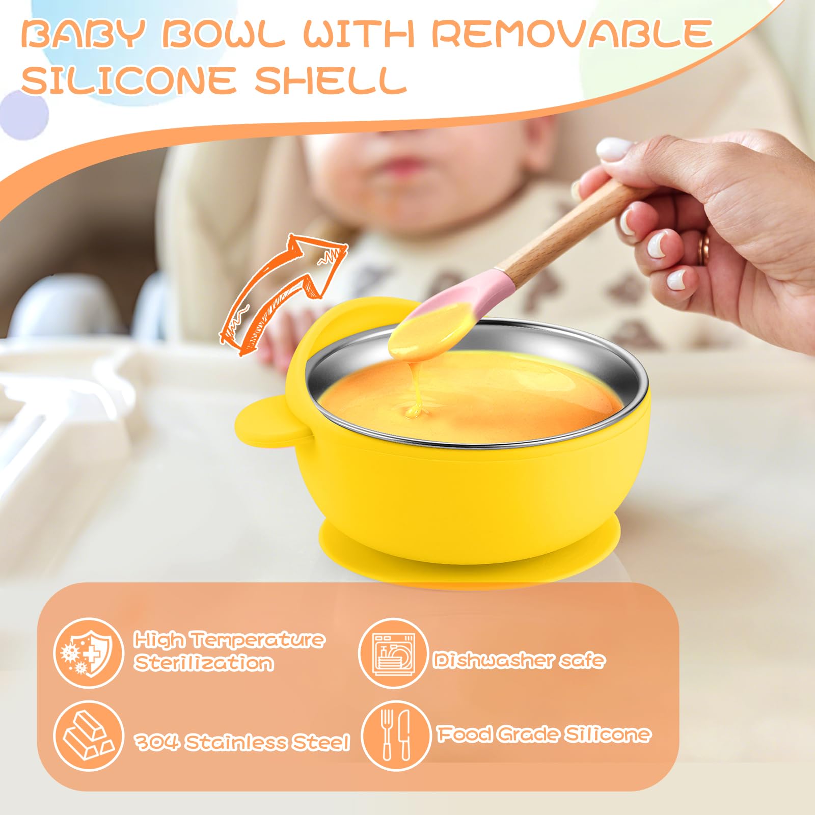 Dualshine baby bowls suit milk, purées, cereal, and ice cream for varied feeding.